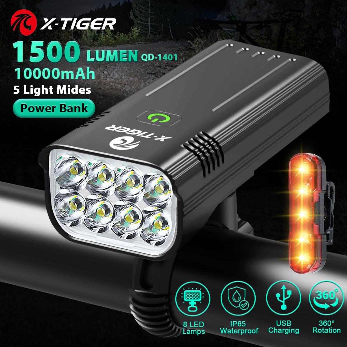 X-TIGER Bicycle Light Rainproof USB Charging LED Cycling Lights Front Lamp Headlight Aluminum Ultralight Flashlight Bike Light - Pogo Cycles