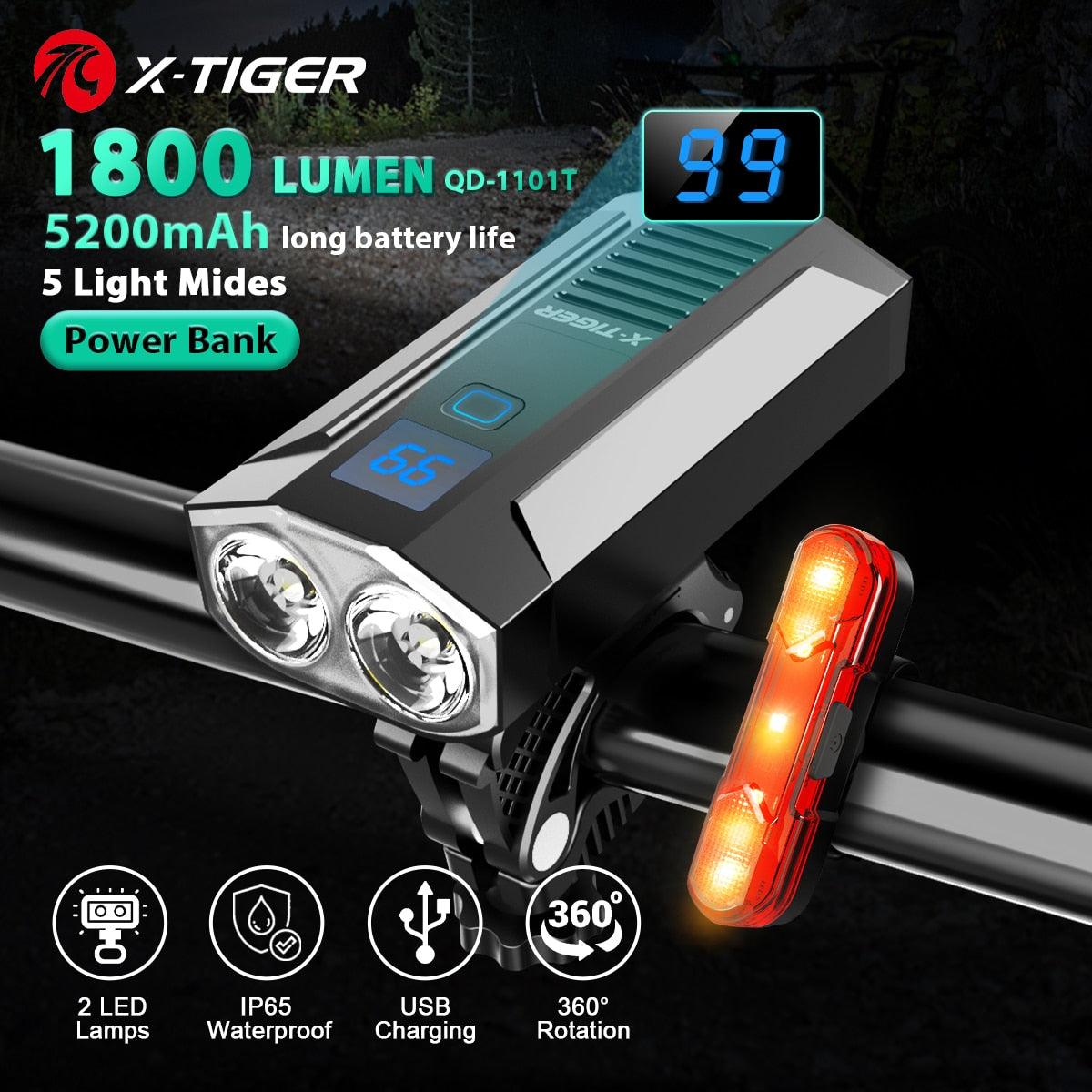 X-TIGER Bicycle Light Rainproof USB Charging LED Cycling Lights Front Lamp Headlight Aluminum Ultralight Flashlight Bike Light - Pogo Cycles