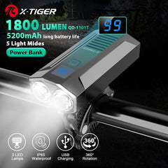 X-TIGER Bicycle Lights Waterproof USB Charging Bike Light Aluminum LED Front Lamp Bike Headlight Power Bank Cycling Flashlight - Pogo Cycles