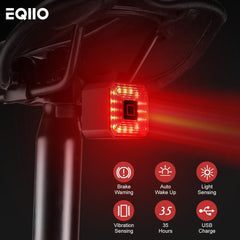 Eqiio Bicycle Smart Brake Tail Light USB Charging Safety Rear Light Warning IPX4 Waterproof Light MTB Lamp Road Bike Accessories - Pogo Cycles