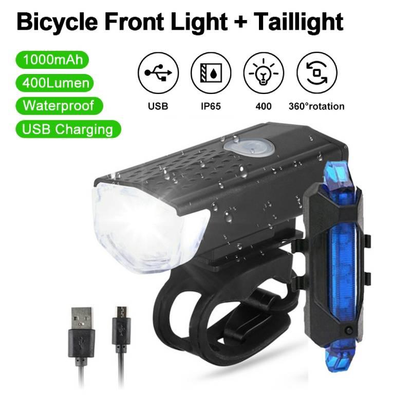 MTB Mountain Bicycle Lamp Bicycle Light Front Rear Taillight USB Rechargeable Waterproof MTB Bike Headlight Cycling Flashlight - Pogo Cycles