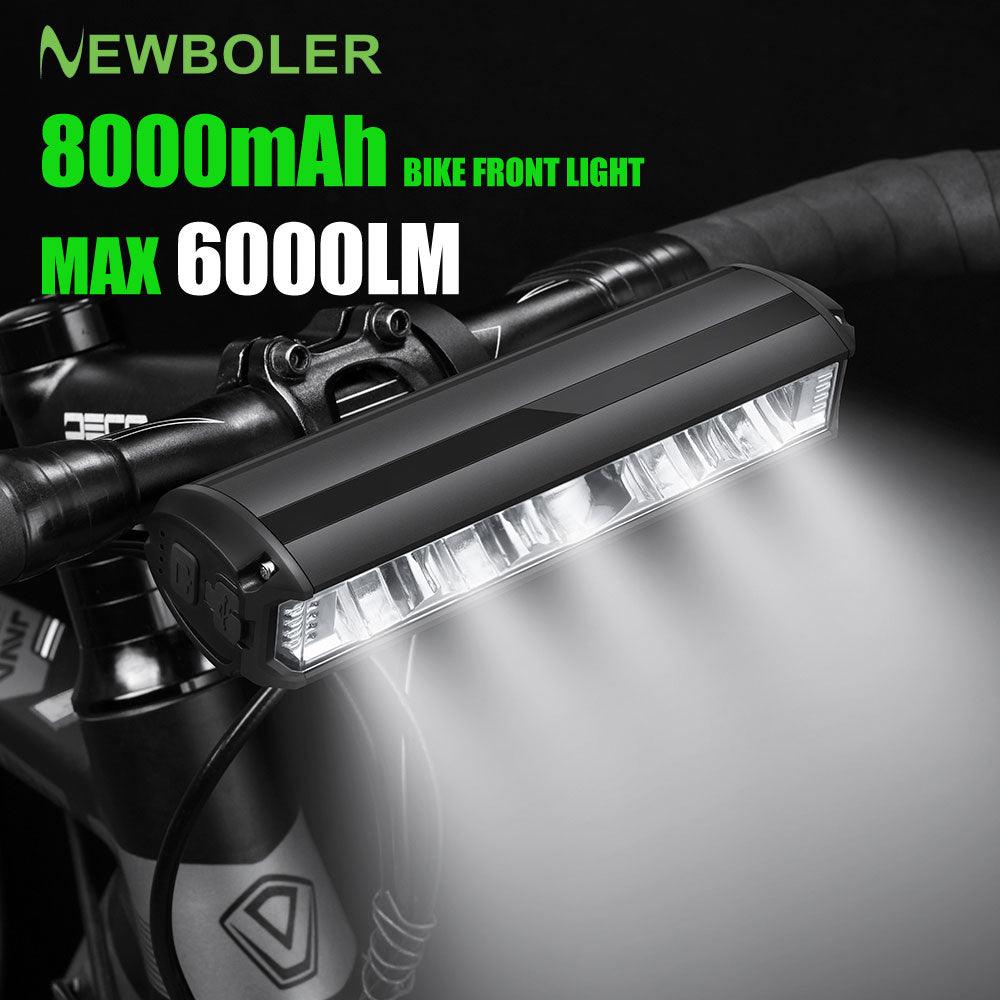 NEWBOLER Bicycle Light Front 6000Lumen Bike Light 8000mAh Waterproof Flashlight USB Charging MTB Road Cycling Lamp Accessories - Pogo Cycles