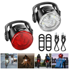 Red/White USB Rechargeable Cycling Taillight Front Bicycle Lamp 6 Modes Bike Warning Rear Light Safety Night Riding Bike Light - Pogo Cycles