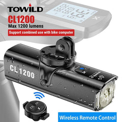 TOWILD CL1200 Bike Light Front Lamp USB Rechargeable LED 1200LM 4000mAh Bicycle Light Waterproof Headlight Bike Accessories - Pogo Cycles